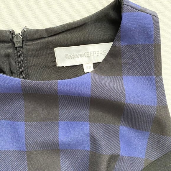 Finders Keepers Alter Ego Dress Gingham Plaid Blue/Black - Picture 3 of 4